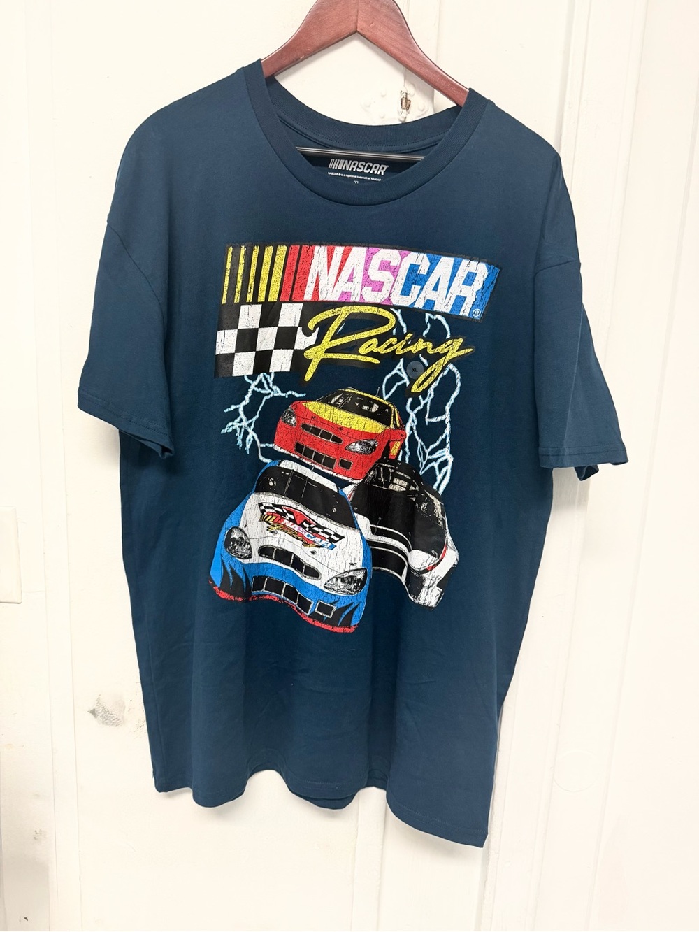 Cotton blue NASCAR Racing Graphic Navy Blue men’s T-Shirt short sleeve size XL